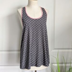 PJ Salvage Tank Lounge Racerbacki Star Print Grey White Pink Scoop Neck L NWT